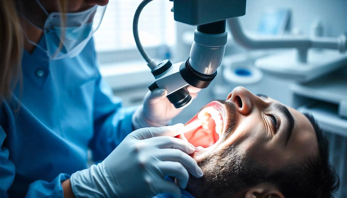 Soins dentaires à Lille : Endodontie réalisée sous microscope au Cabinet Dentaire Lille Marais.