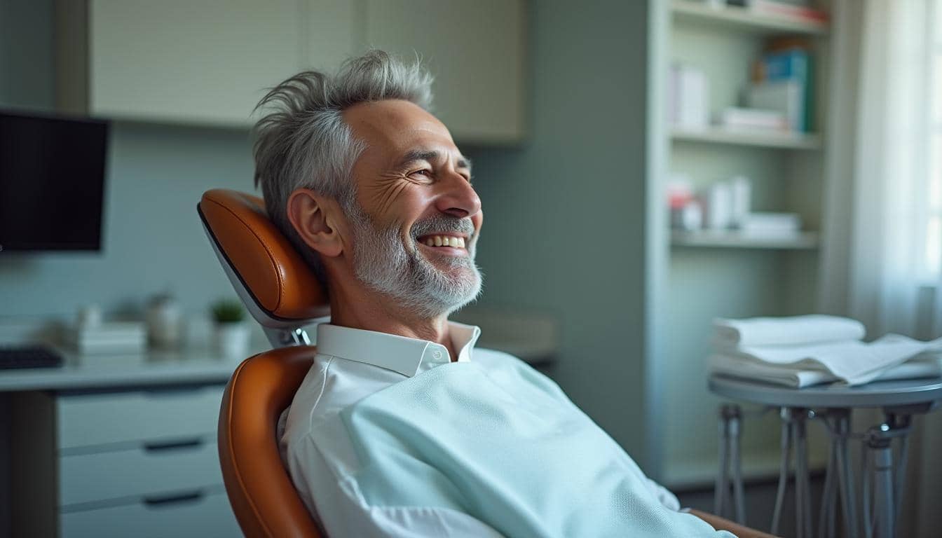 Patient souriant, symbole des Valeurs Cabinet Dentaire Lille Marais.